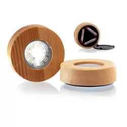 Lampa solna na podstawie z drewna, podświetlanie diodami LED – Jasna